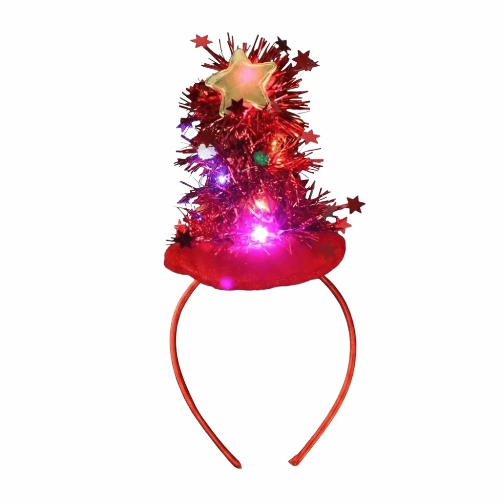 Star Christmas Tree Headband Texture Vibrant Colors Xmas Hair Hoop Santa Element Soft Fabric Holiday Headwear Family Gathering