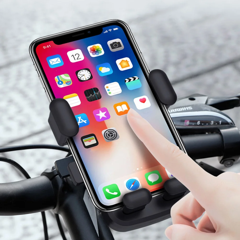 

1Pcs Bike Phone Mount Mechanical Lock Durable Pc ABS Silicone Adjustable Handlebar Holder for Motorcycle Scooter Navigation