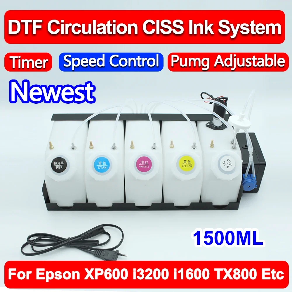 

1500ML DTF White Ink Circulation CISS System For i3200 i1600 XP600 Without Damper White Ink Stirrer Timer Control Tank