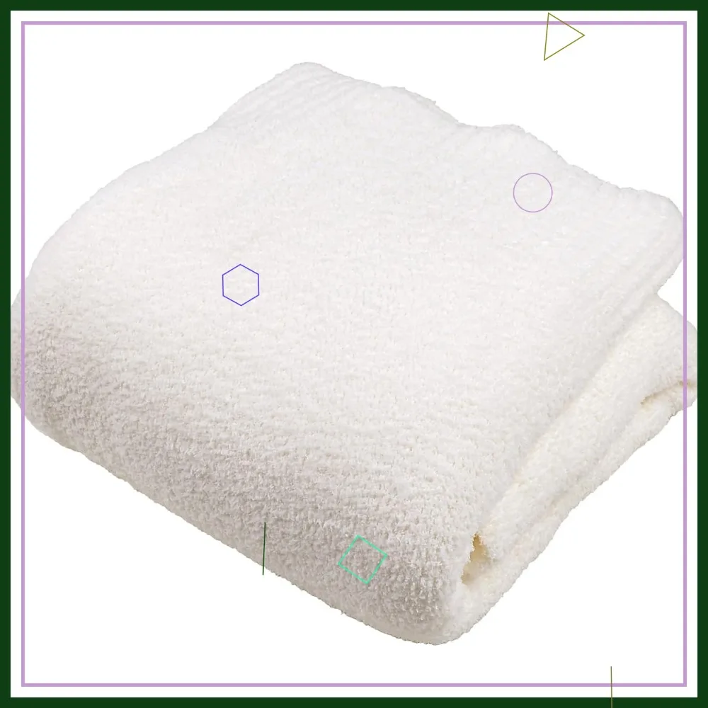 

Cream White Fuzzy Knitted Blanket, Soft Lightweight Plush Queen Size for Bed, Cozy Nights (90x90)