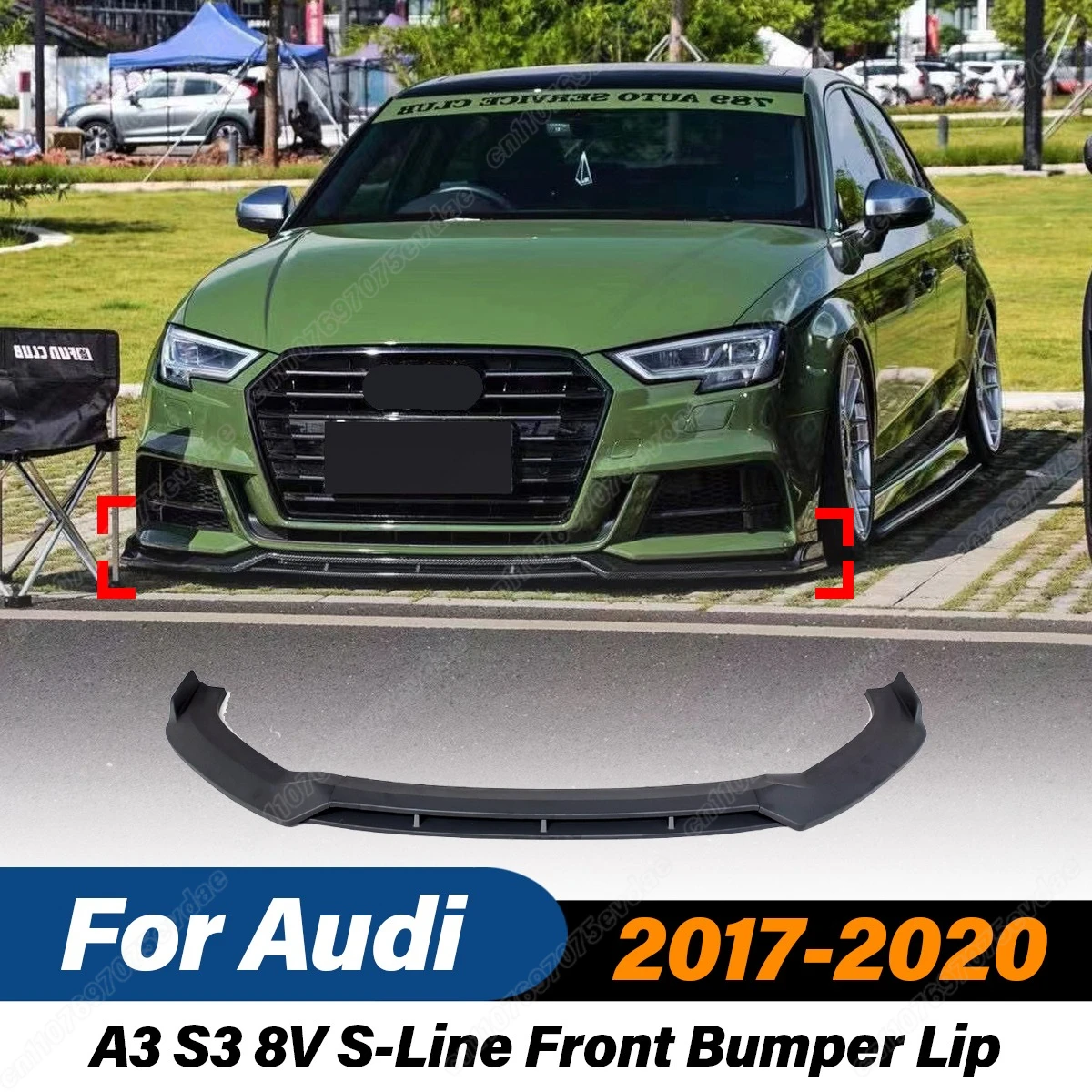 

Для Audi A3 S3 8V S-line 2017 2018 2019 2020 передний бампер, сплиттер, спойлер, защита, внешние аксессуары для автомобиля, комплекты кузова