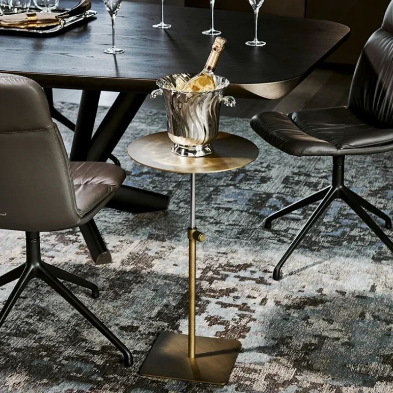 Regulowany Kwadratowy Stolik Kawowy Salon Sofa Stoliki Boczne Lekki Luksus Metalowe Meble Powłoka Tytanowa Mobilne Stoliki Nocne