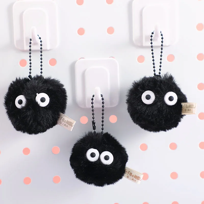 Plush Small Coal Ball Keychain Pendant Suitable For Miyazaki Hayao Anime Fans Backpack Charm Lanyard Accessories