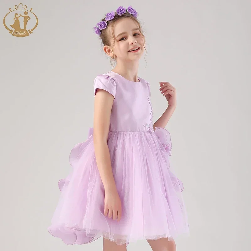 Christmas Princess Toddler Girl Dress 2023 Party Wedding Birthday Teenager Prom 4-12Y Wholesale Clothing White Purple and Pink