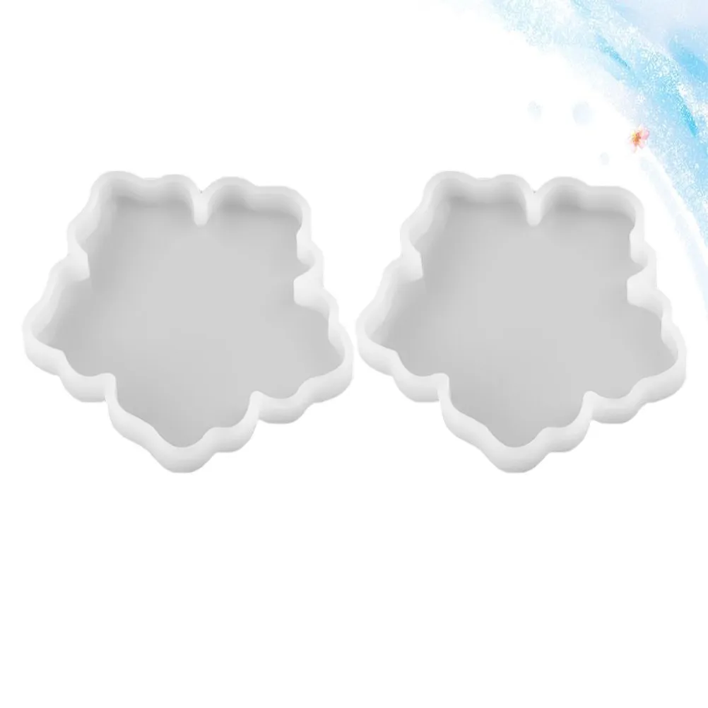 2Pcs Heat Resistant Silicone DIY Mold Flower Pattern for Crystal Epoxy Resin Coasters Mirror Surface Cup Base Craft Making