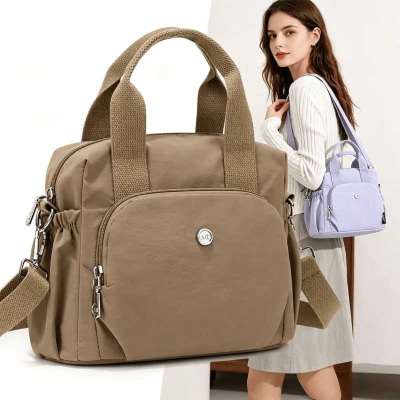 Women's Lightweight Nylon Tote Bag Crossbody Bags Travel Casual Handbag with Multiple Pockets for Travel And Work Shoulder Bags