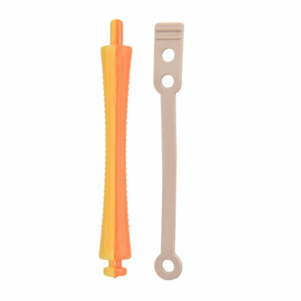 24 Sets Plastic Hair Perm Rods Lightweight Orange Hair Curling Rollers Anti Slip Easy To Handle Hair Wave Rollers DIY Curlers
