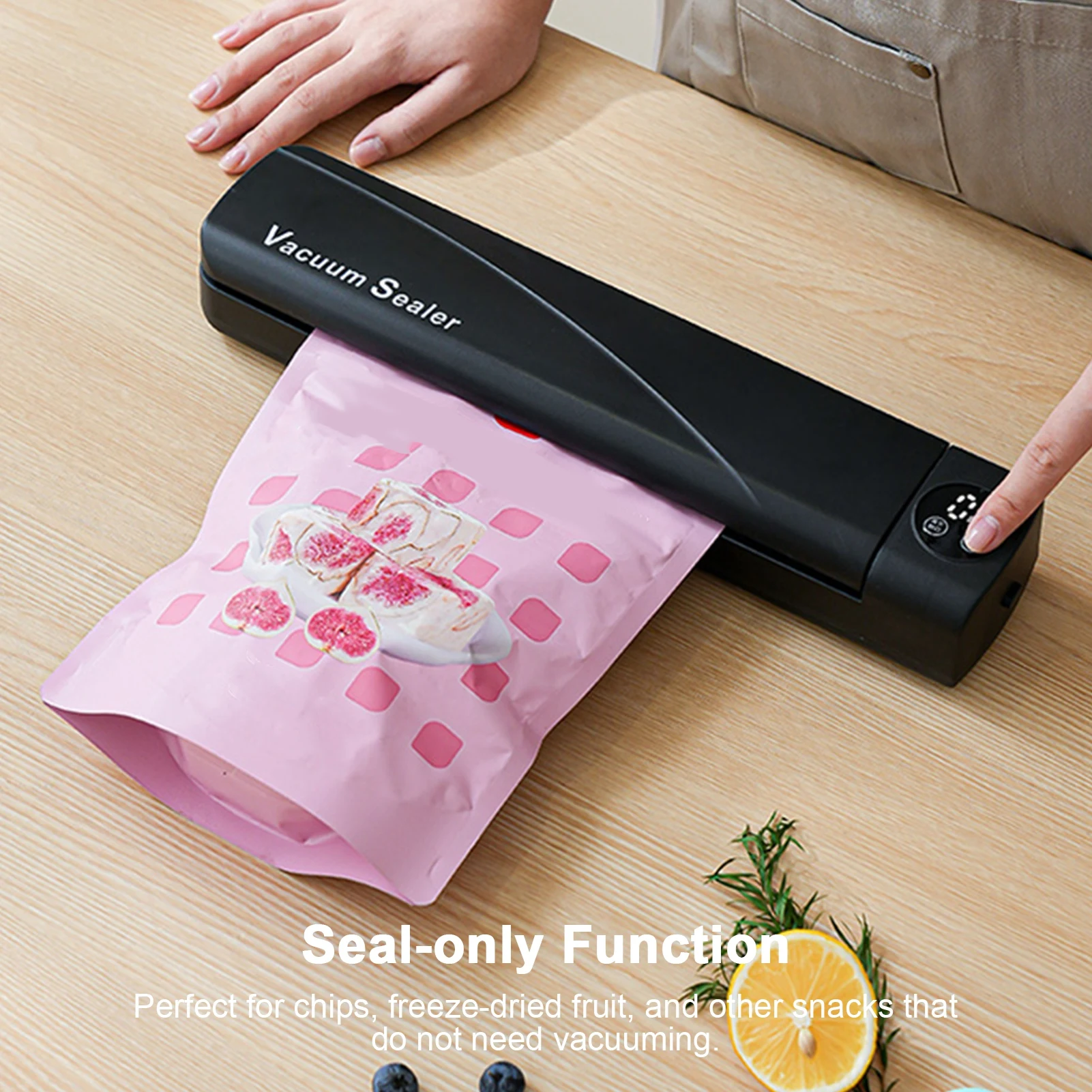 Food Vacuum Sealer Machine Kitchen Preserver -80KPA Strong Suction Automatic Packaging Fast Sealing Digital Timing Display for