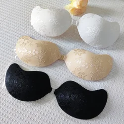Women Silicone Chest Stickers Lace Push Up Waterproof Nipple Cover Invisible Self-Adhesive Nipple Tape Reusable Strapless Bra