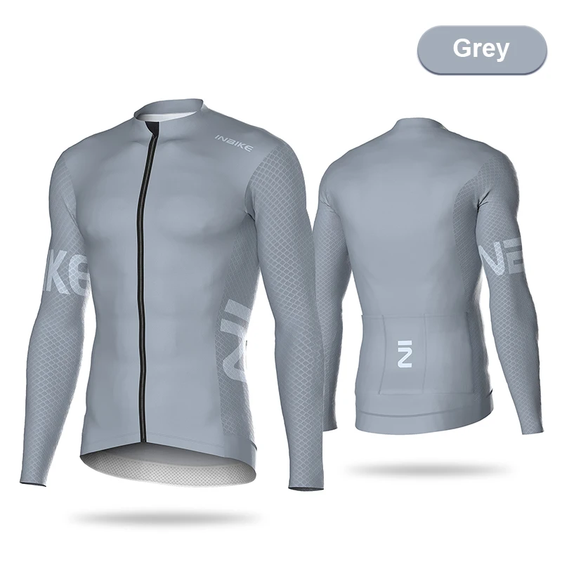INBIKE Radtrikot Langarm Herren Top Atmungsaktives Radtrikot Schnelltrocknendes Rennradtrikot mit drei Taschen 4