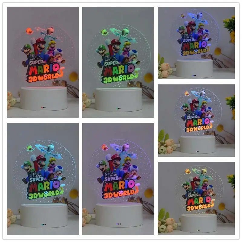 Super Mario Bros 3D Projection Night Light Bedside Lamp Cute Atmosphere Warm Light Dimmable Home Sleeping Lamp Gifts Toy view 5