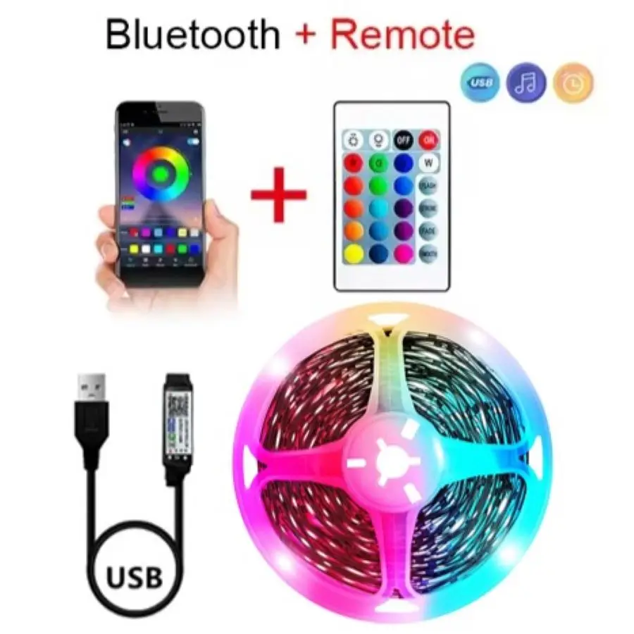 Smart LED Lights For Bedroom, BT LED Lights APP Control, DIY Multiple Colors On One Line, Color Changing LED Lights Music Sync F