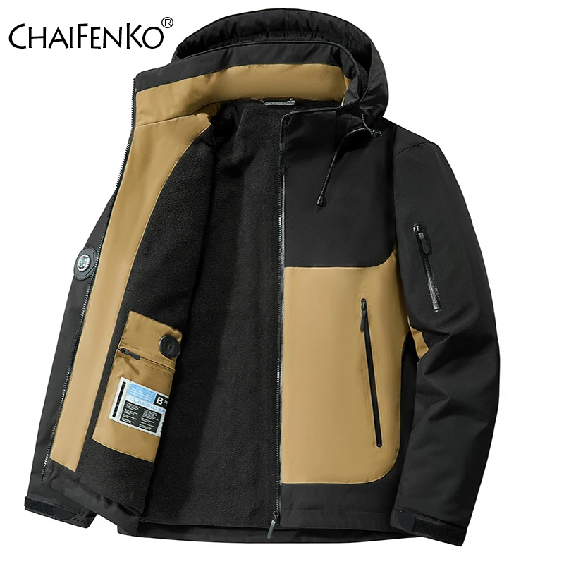 Winter Casual Keep Warm Coats Outdoor Fleece Fashion Comfort Jacket New Loose Versatile Solid Thickening Removable Hat Tops Men