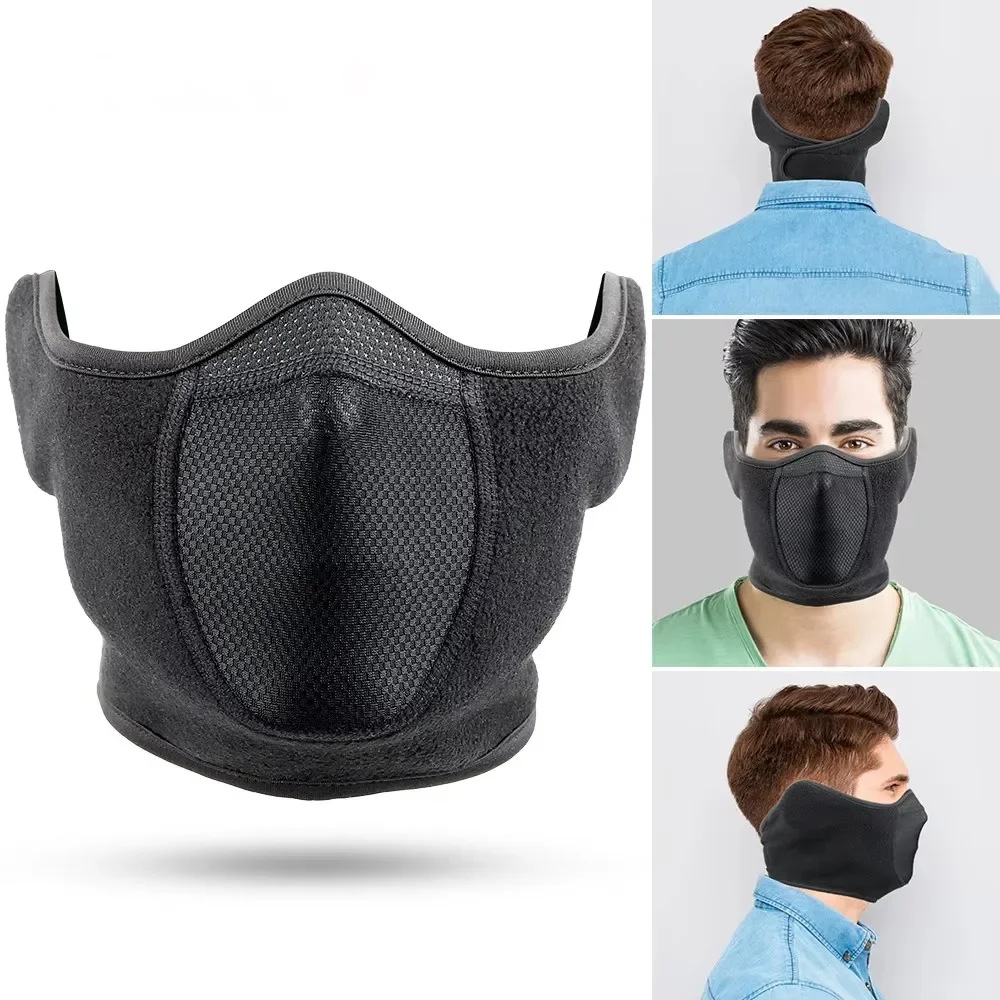 Winter Face Mask Thermal Polar Fleece Earmuff Skiing Cycling Face Mask Men Women Breathable Mesh Snowboard Hiking Face Cover