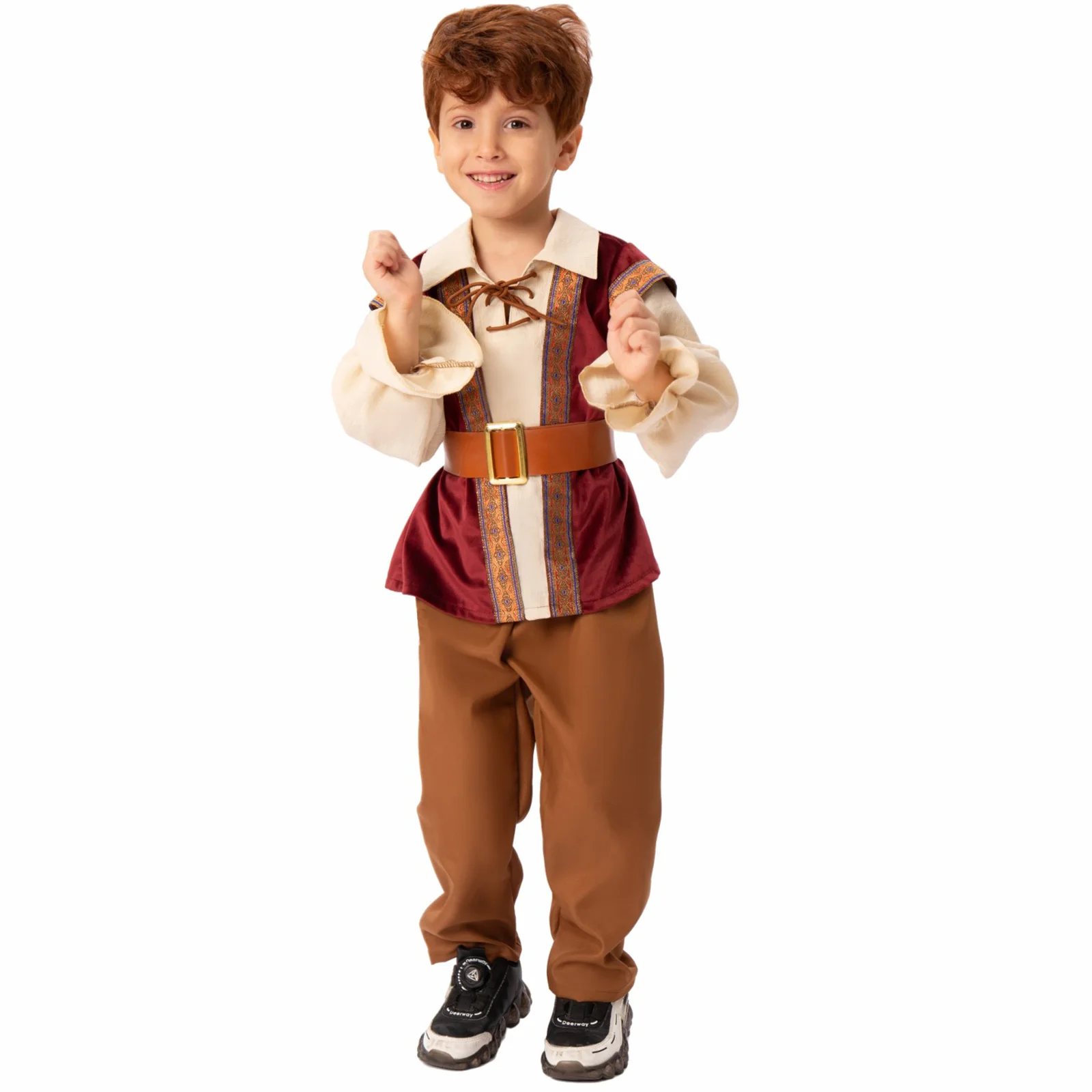 Cosplay medieval infantil, fantasia de Halloween para meninos, calças medievais pioneiras, dia das crianças, cavaleiro pirata com babados