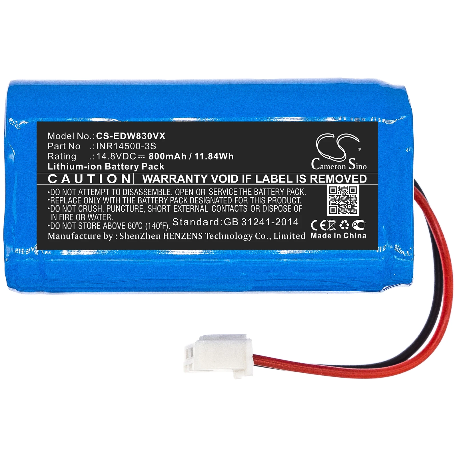 Li-ion Vacuum Battery for Ecovacs,14.8v,800mAh,W830 W830-RD W850 W930 W950 W830S W855 W836,INR14500-3S