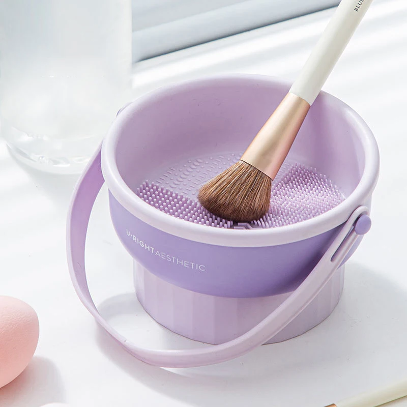 1PCS Silicone Washing Bowl Makeup Brush Cleaning Box Make-up Egg Drying Tool Set Powder Puff Washer Sponge Storage Artifact