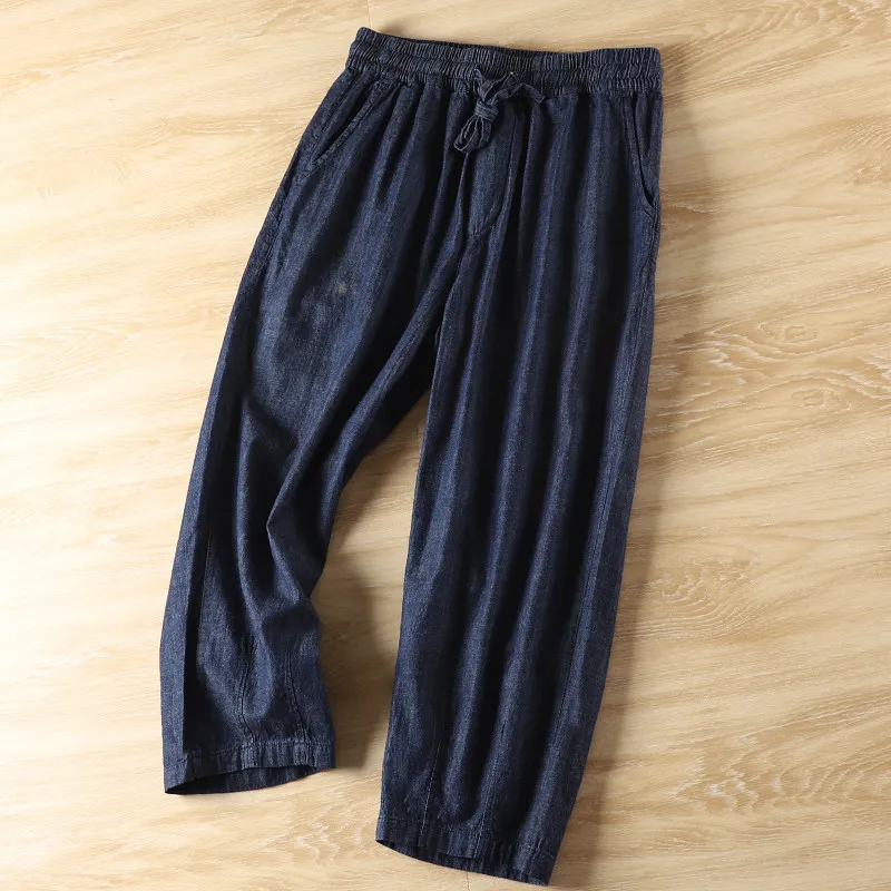 Men's summer loose version thin denim nine-point pants radish pants