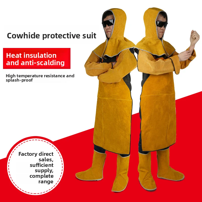 Customizable Logo Apron Cowhide Electric Welding Reverse Dressing Work Fireproof Wear-resistant Heat-resistant Electric Welding