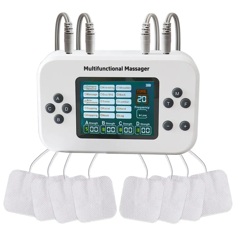 4 Output Pulse EMS Muscle Stimulation Massager 15 Modes TENS Machine for Back Neck Shoulder Pain Relief Portable Rechargeable