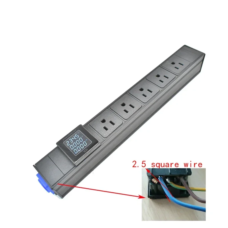 Imagem -04 - Pdu Power Strip com Amperímetro Tomada sem Fio Interruptor de Interrupção Único Cabinet Rack Schuko Aviação Schuko 110ac Eua