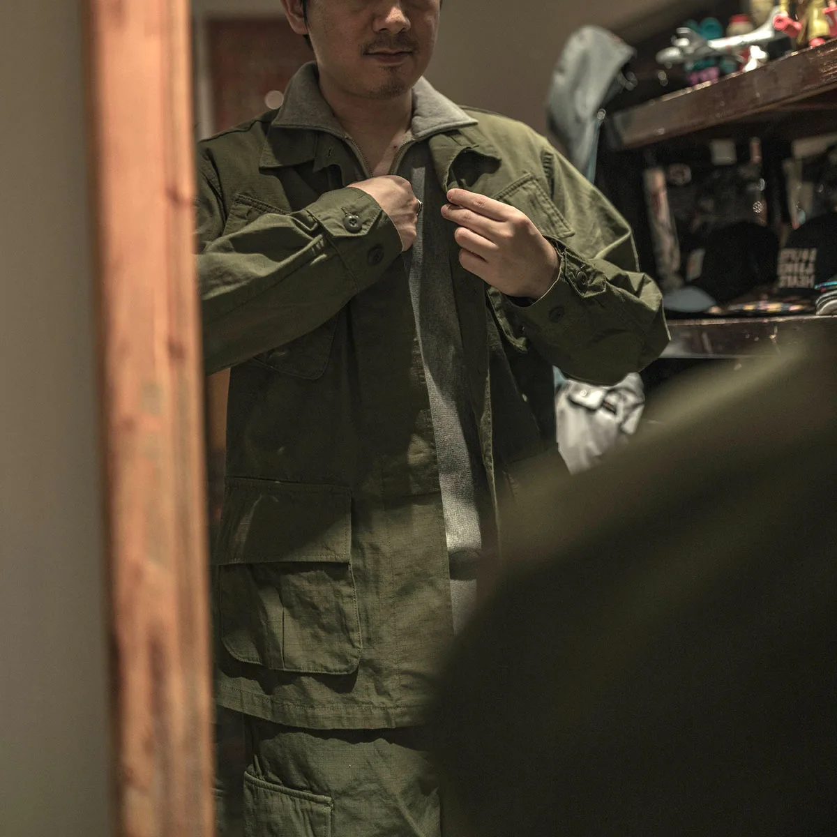 

Pop Non Stock Vietnam War Ripstop Jungle Jacket Army Tropical Combat Uniform Green