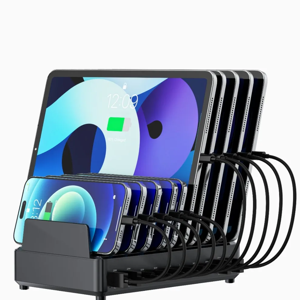 

240W 10 Ports Desktop Phone Charger Station PD Fast Charger Multi USB Charger Dock Universal Fast Charger for Phone Tablet