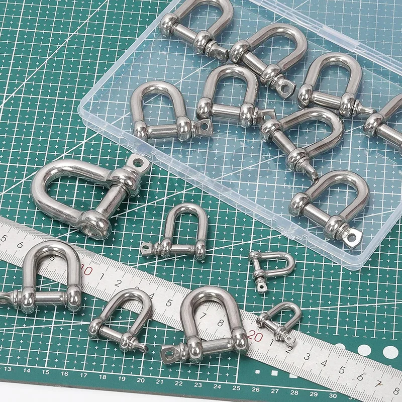 M4 M5 M6 M8 M10 M12 M14 M16 Straight D Shackle Short 304 Stainless Steel Breaking D Rigging Shackle Hooks Boat Rigging Hardware