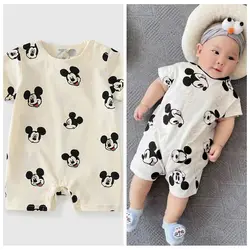 New Fashion Summer Baby Rompers Newborn Cartoon Mickey Mouse Boys Girls Short Sleeve Jumpsuits Infant Toddler Cotton Bodysuits