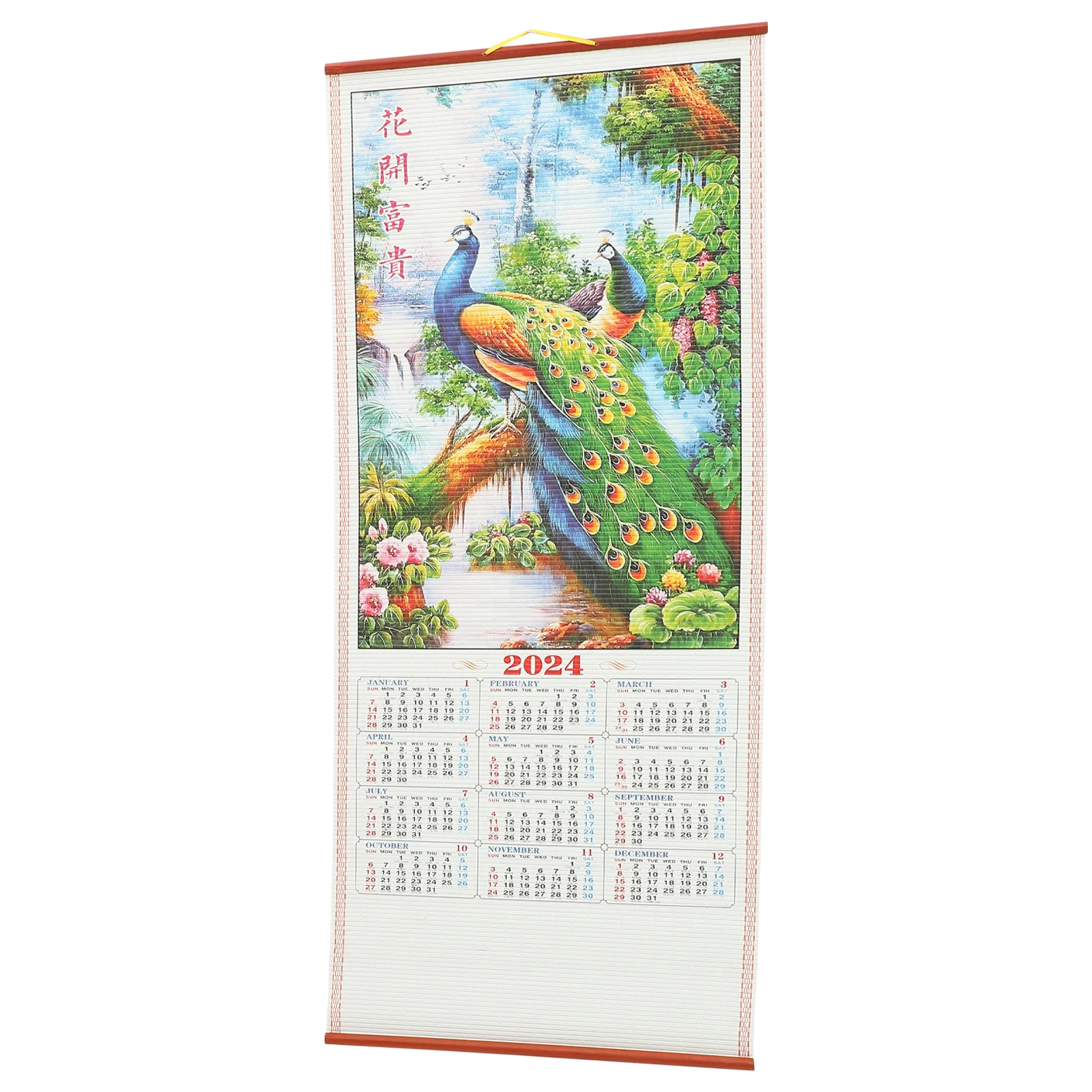 

2024 Wall Calendar Dragon Year Hanging Chinese Paper Calendars Home Decor Scenic Scroll Monthly Large Reusable Material Zodiac