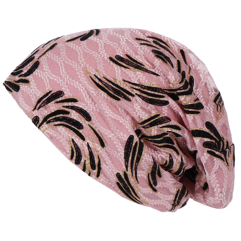 Womens Print Floral Braid Indian Hat Ramadan Muslim Ruffle Islamic Muslim Underscarf Hijab Scarves Caps Hat Saudi Arabia Dubai