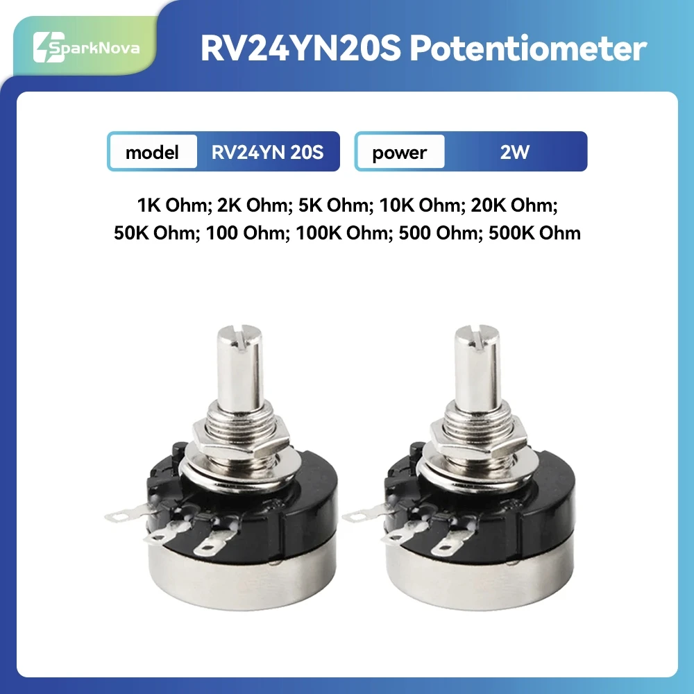1PCS RV24YN20S Potentiometer Adjustable Variable Resistor 10K 100K 1K 500K 50K 20K 100 Ohm for DIY Electronic Audio Guitar