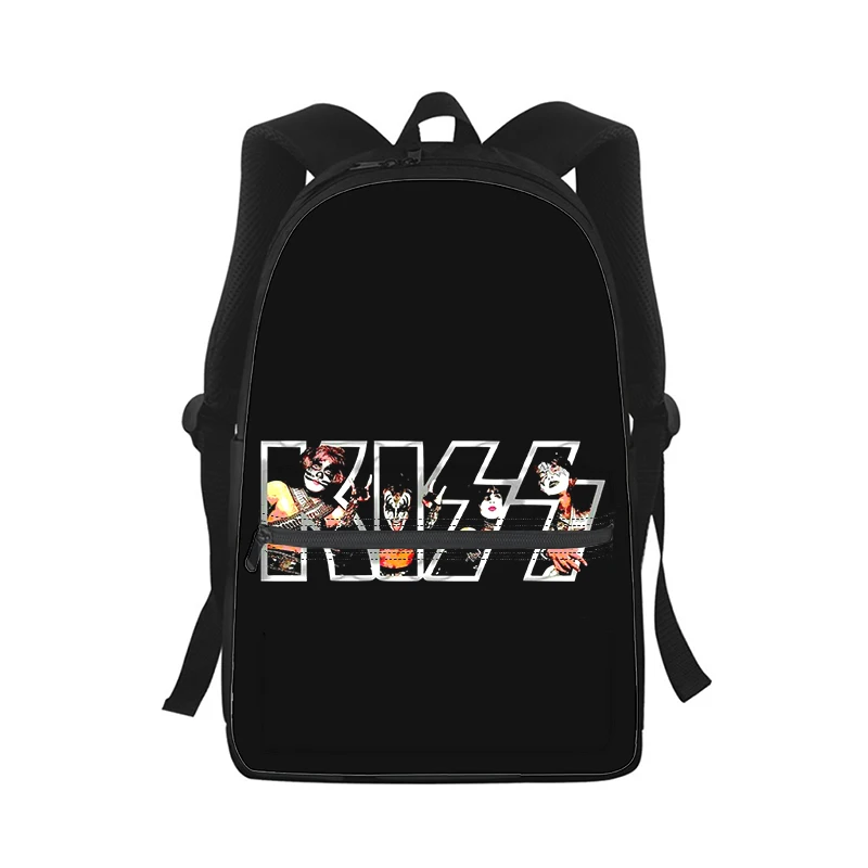 Kiss Band-mochila con estampado 3D para hombre y mujer, bolso escolar para estudiantes, mochila para ordenador portátil, bolso de hombro de viaje para niños