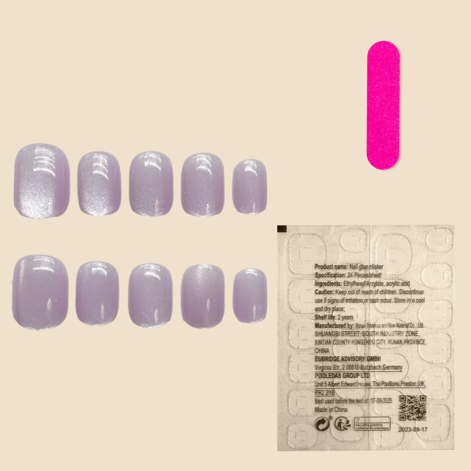 Puntas de uñas postizas de ojo de gato brillante, hechas a mano, púrpura, cortas, redondas, a presión, simples, parches de uñas falsas, manicura usable, moda