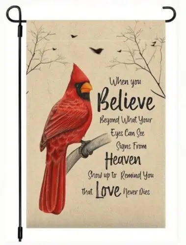 Cardinal Heaven Garden Yard Flag - Cardinals Outdoor Flag 12”x18”