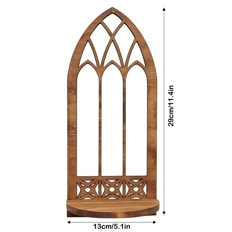 Hanging Floating Wall Mounted Wooden Shelf Hollow Out Leaf Shape Wall Storage Rack Rustic Style Geometric Wall Decor