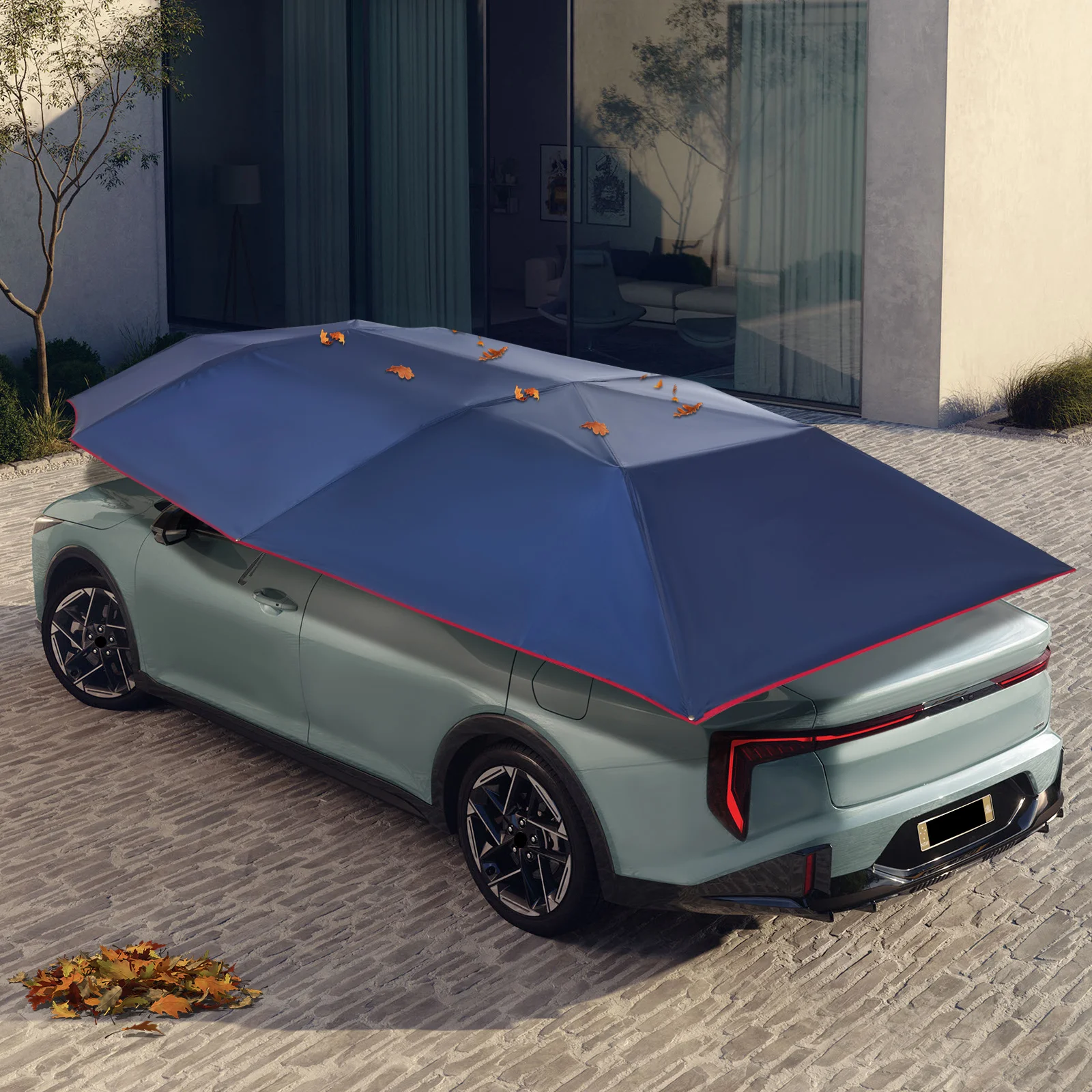 Semi-Automatic Car Tent 13.78x7.2ft, UV & Waterproof Sun Shelter with Hydraulic Booster, Easy Setup for SUV Sedan MPV