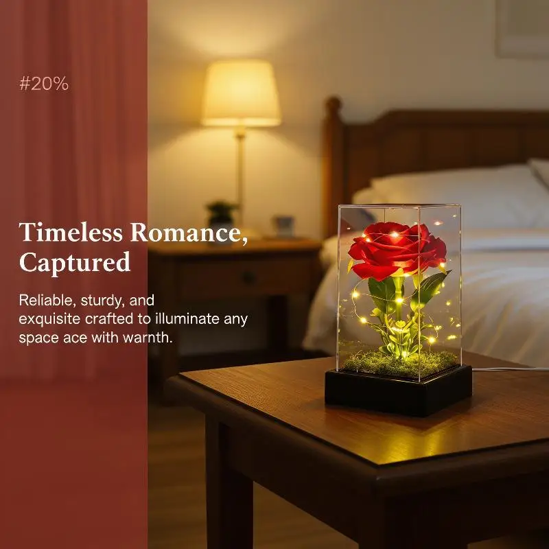 1Pcs Luminous Rose Flower in Acrylic for Stylish Home Accents and Gifts