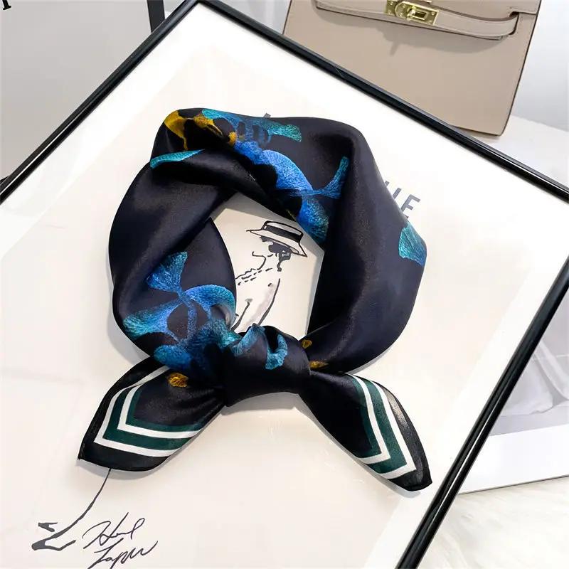 

100% Silk Print Kerchief Luxury Square Sunscreen Shawls Fashion Scarves New Stripe Small Scarf Four Seasons Popular Headcloth