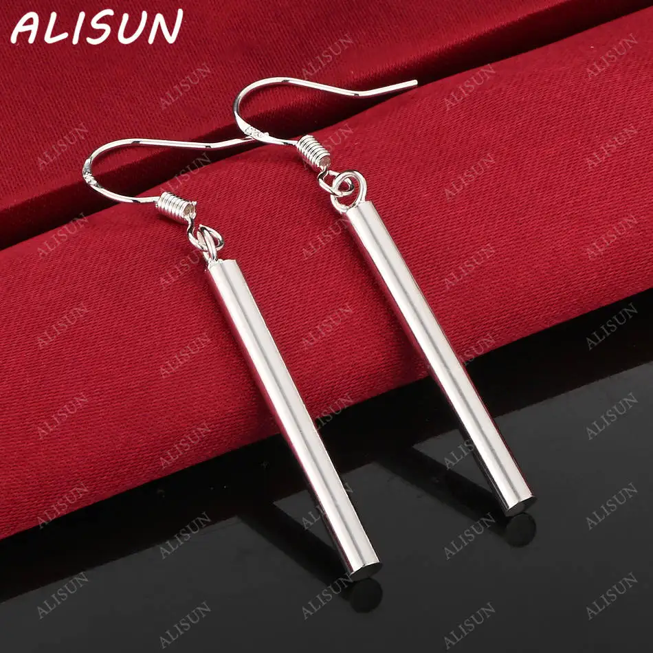 

ALISUN 925 Sterling Silver Cylinder Earrings Drop Earrings Anniversary Gift Popular Wild Fashion Romantic Jewelry