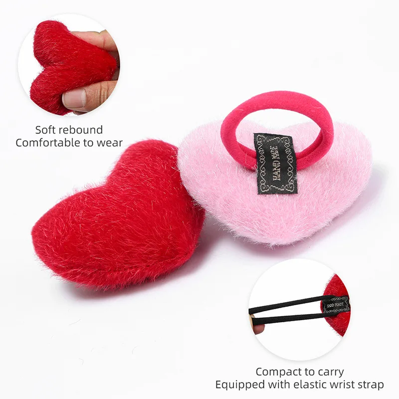 Love Heart Shaped Needle Pin Cushion Elastic Wrist Belt Holder Craft Tailor Needlework Hand Sewing Accessories Plush Pincushions