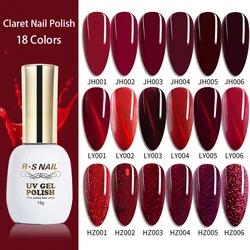 RS Nail 15g Gel Nail Polish Bungundy Red Varnish Flame Cat's Eye Christmas Series Color Gel Nail DIY Nail Art Manicure Gellak