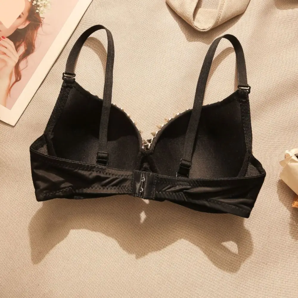 Modischer Deep-V Y2k Nieten-BH Punk Stoßfester Push-Up-BH Lingerie Anti-Sagging Unterwäsche für Frauen Sommer – Detail 5