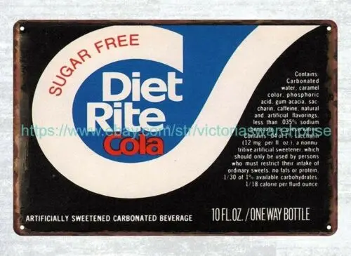 1p، صودا DIET RITE COLA لوحات تسجيل معدنية خالية من السكر من القصدير