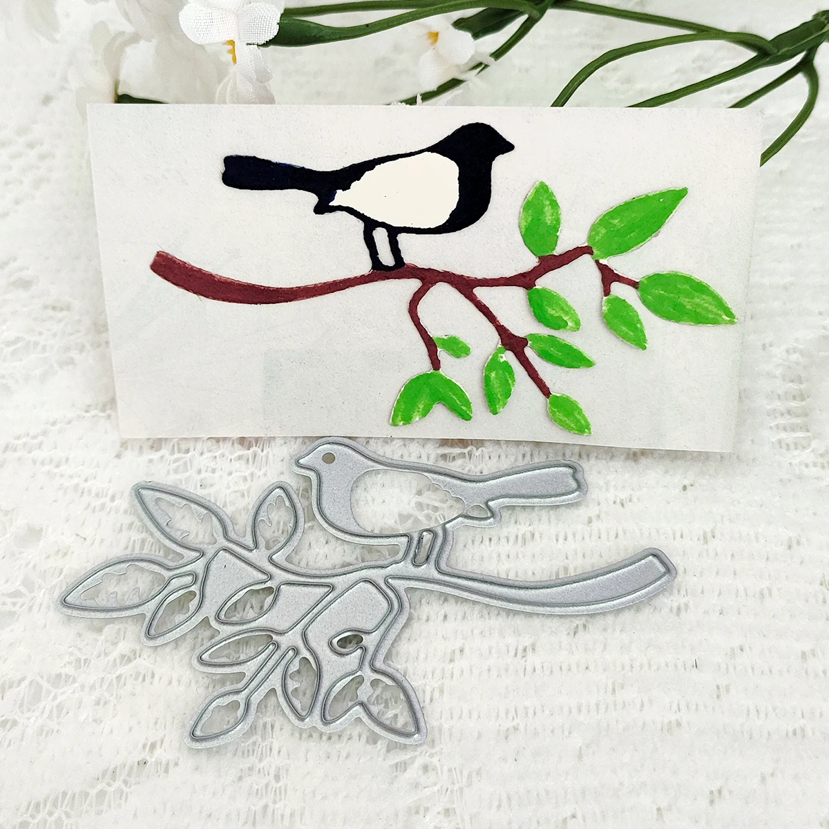 New Flowers Birds Tree Bees Cutting Dies Stamps Stencil Scrapbook Diary Decoration Embossing Template Diy Card Handmade