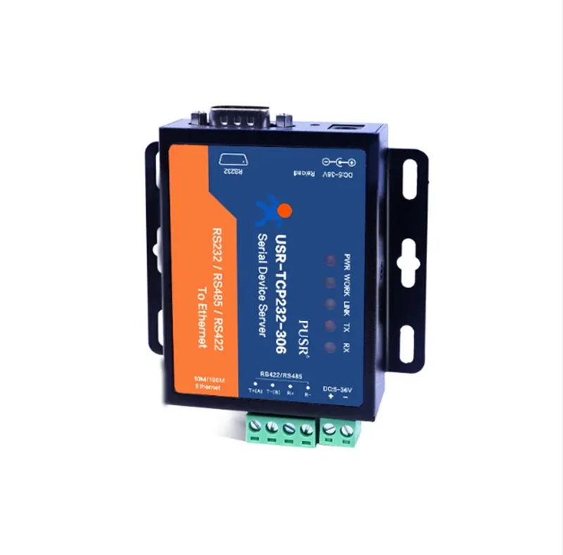 USR-TCP232-306 Low cost RS232 RS485 RS422 serial to network ethernet converter with web page function building automation