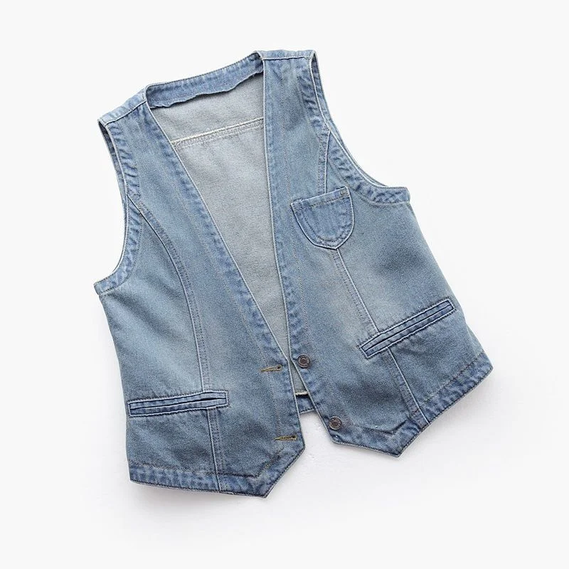 Fashion Denim Vest Female Streetwear V Neck Women Vest Summer Large Size Waistcoat Jeans Tops Sleevless Jacket Chaleco Mujer 6XL