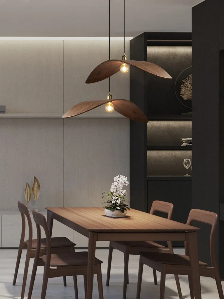 

Wabi-sabi Style Japanese Zen Creative Restaurant Chandelier Retro Creative Wing Bar Hotel Homestay Walnut Color Pendant Lights