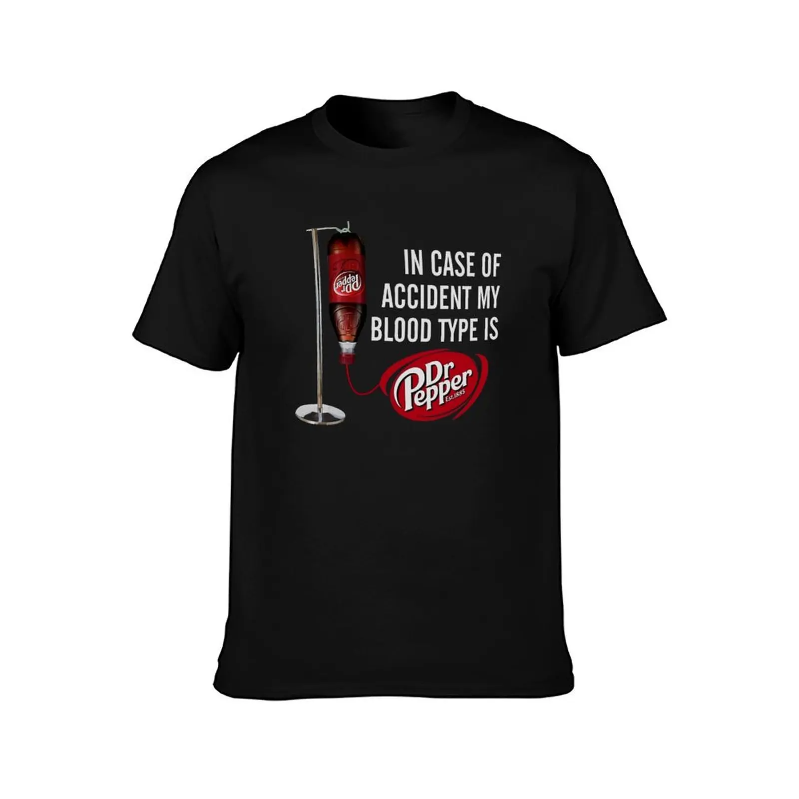 in Case of Accident My Blood Type is Dr Pepper T-Shirt, Summer Casual Cotton Tee, Oversized Streetwear Tops, Unisex Men Women