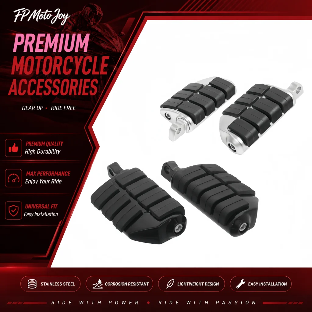 2Pcs Heavy Duty Engine Guard Foot Pegs, Modified Foot Rest Floorboards Custom Fit for Harley Touring Cruiser Motorcycles Easy In